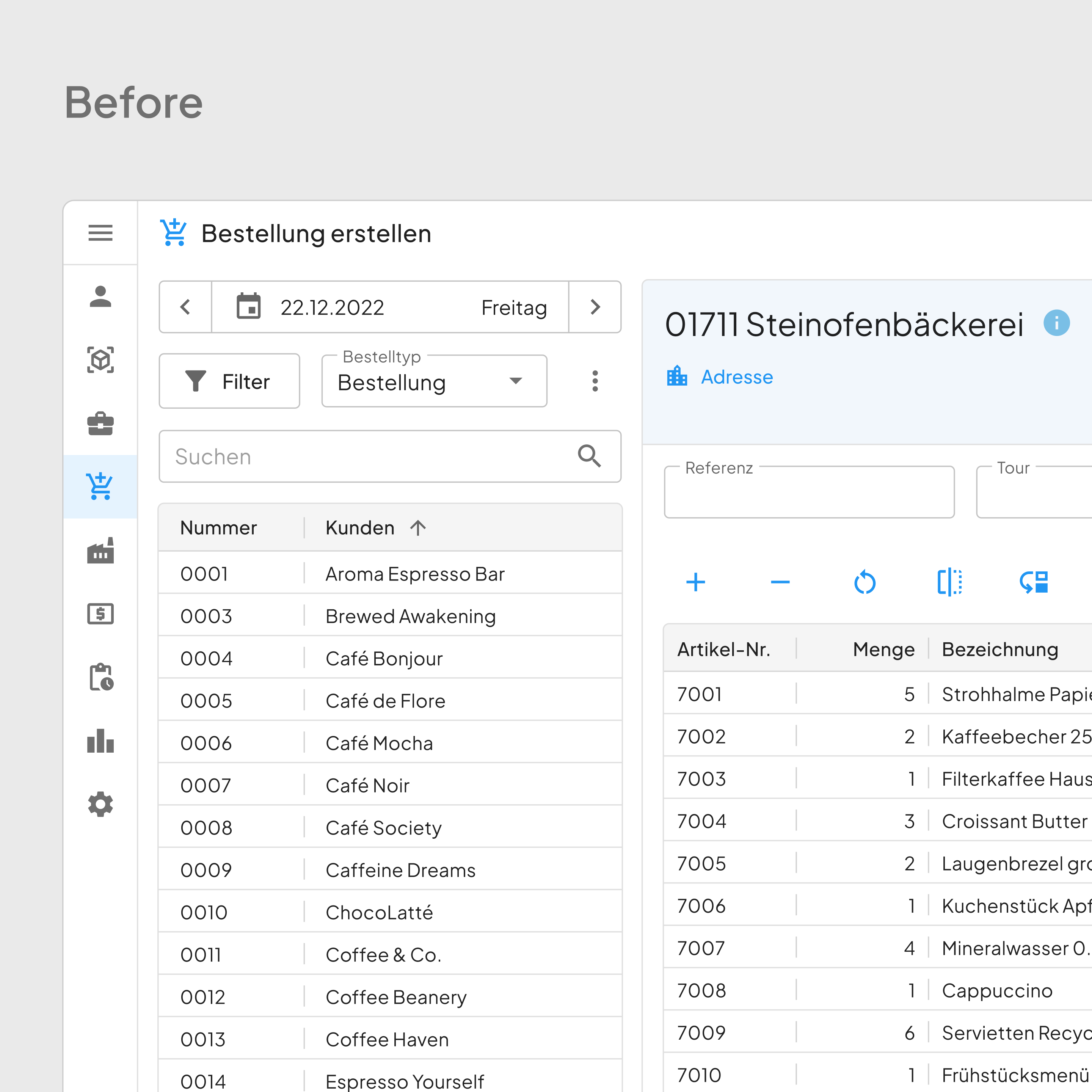 Before: the key customer filter hidden in the Filter menu