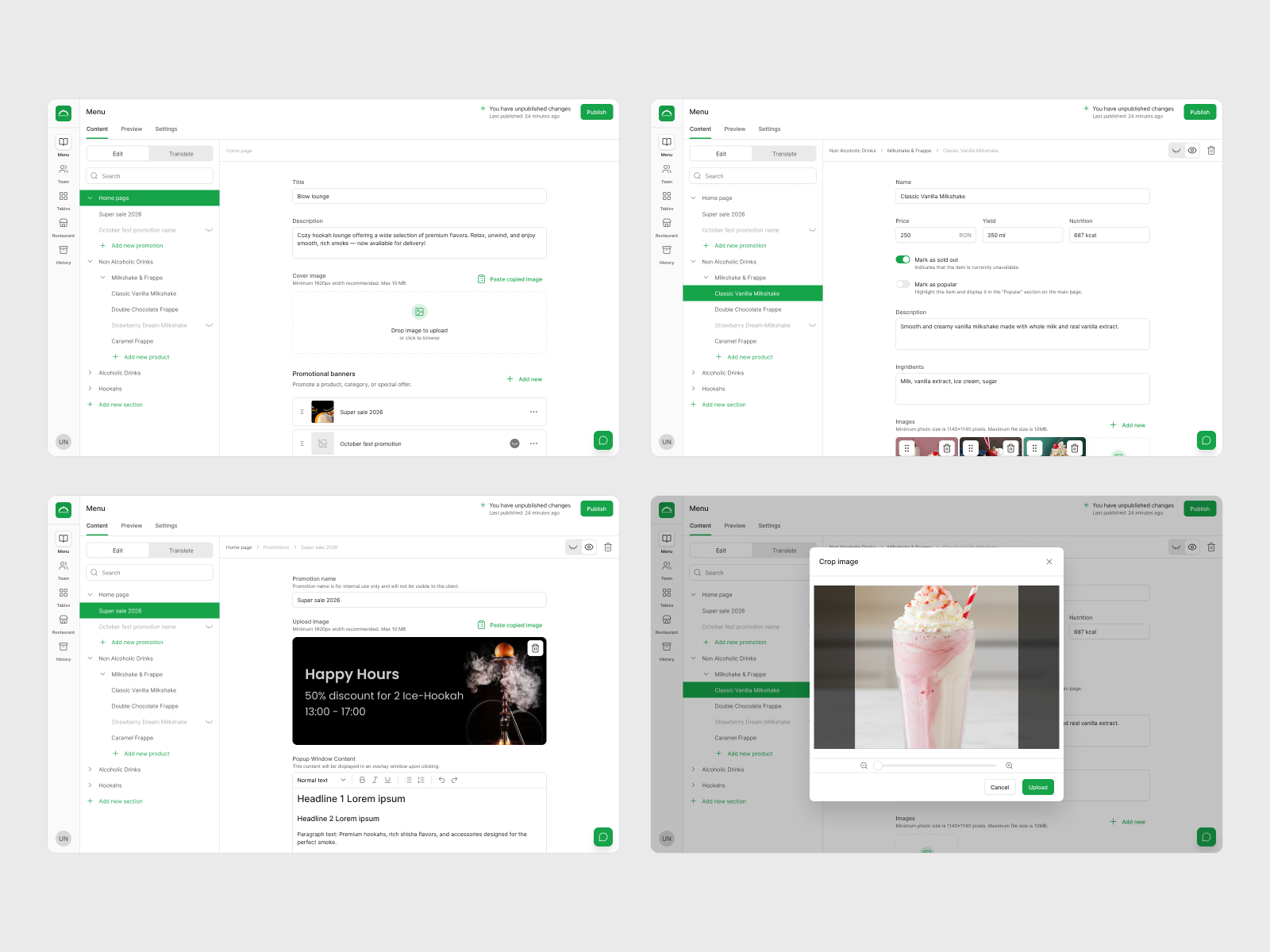 Management platform screens