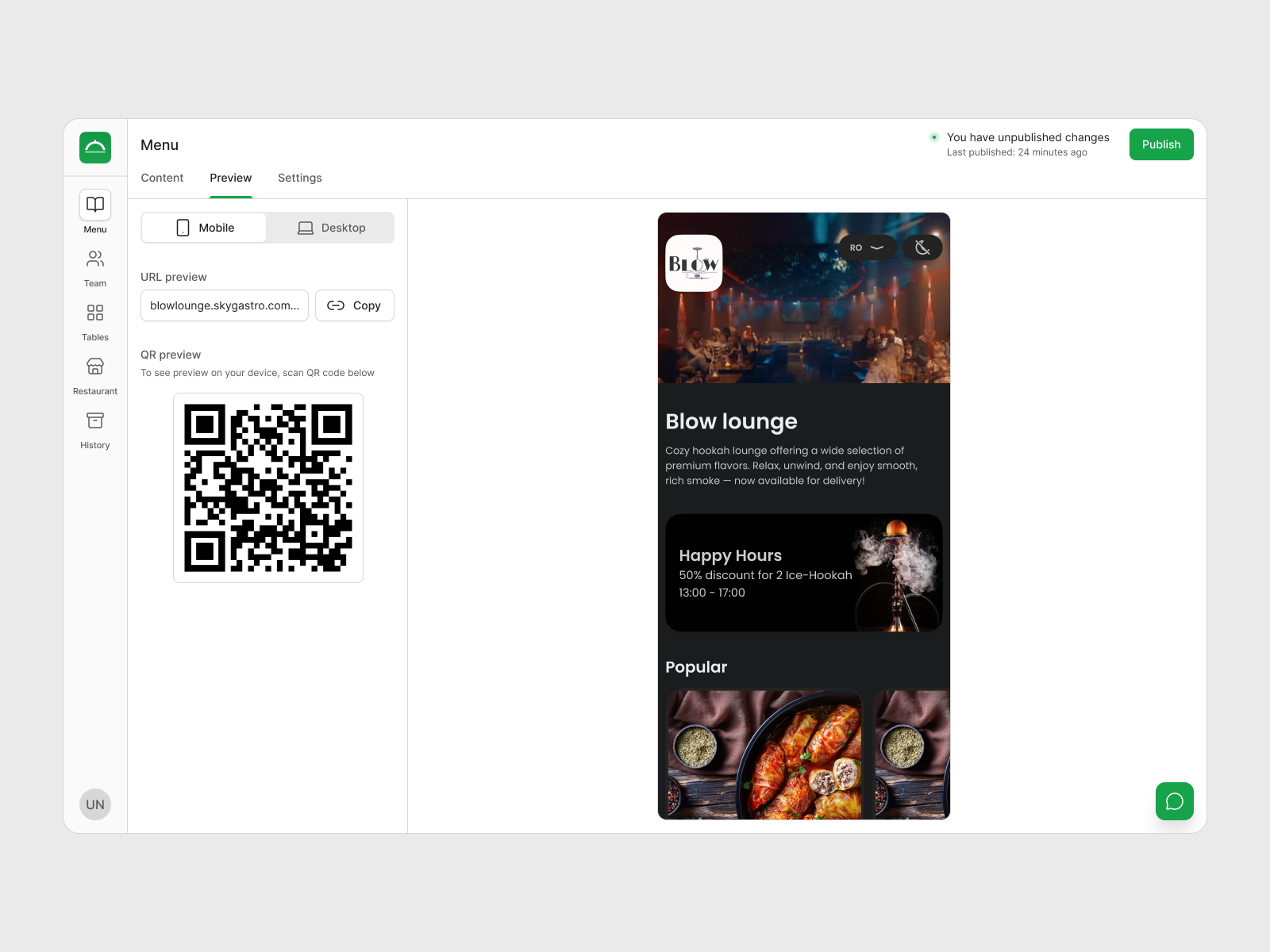 Management platform screens