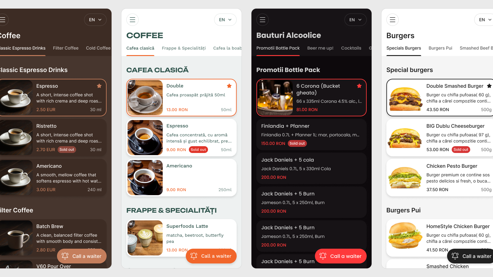 Redesigned menu system screens